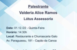 Delegacia do Sincor RS no Litoral convida para palestra com Valderia Ramos / Reprodução