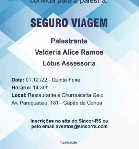 Delegacia do Sincor RS no Litoral convida para palestra com Valderia Ramos / Reprodução