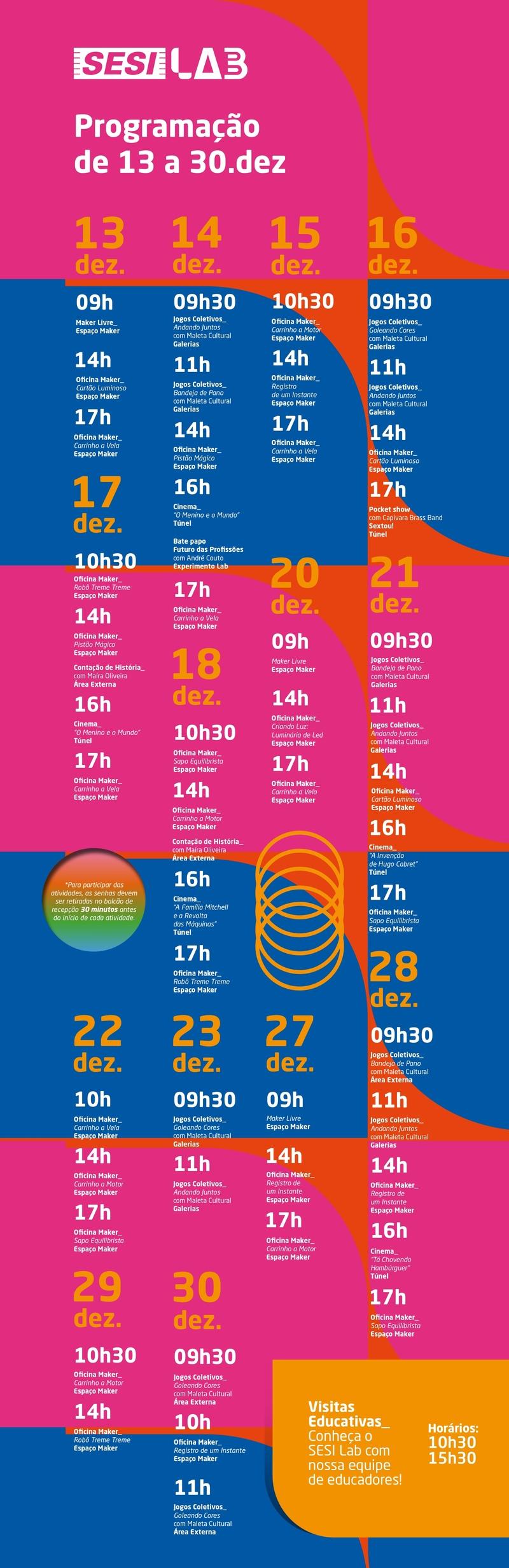 Programação de dezembro do SESI Lab