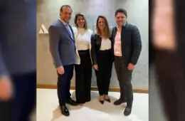Rodrigo Pecoraro, Diretor Executivo de Seguros Sabemi; Raquel Guerreiro, gestora de Produtos e Serviços Sodexo; Janaina Serra, head Regional de Seguros Sabemi; Thiago Schmidt, head Nacional de Seguros Sabemi / Foto: Divulgação