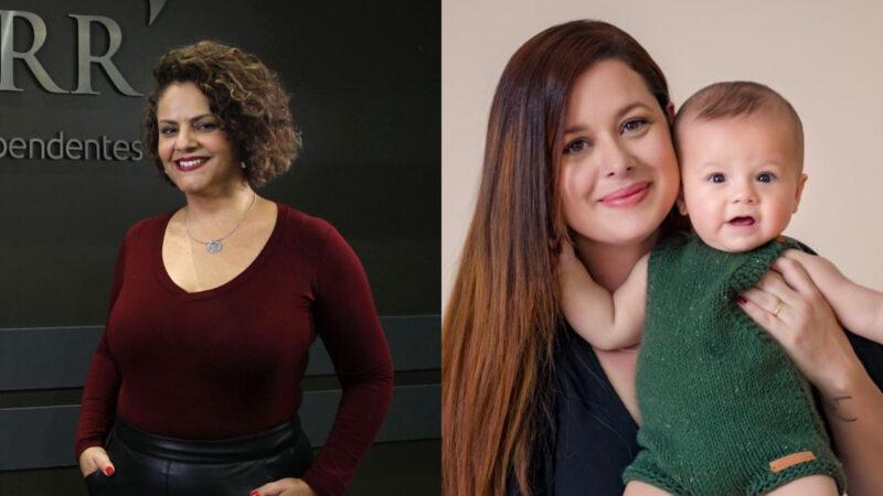 Luciana Grande, gerente de Gente e Gestão da Rede Lojacorr; e Ana Clara Baptistella, coordenadora de Branding da Lojacorr, e o filho Léo / Divulgação