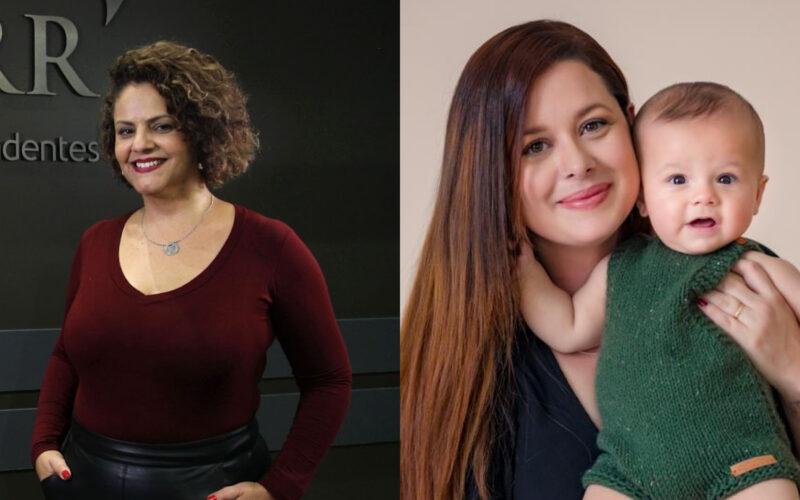 Luciana Grande, gerente de Gente e Gestão da Rede Lojacorr; e Ana Clara Baptistella, coordenadora de Branding da Lojacorr, e o filho Léo / Divulgação