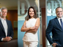 Luciano Calheiros, diretor executivo de Negócios Corporativos; Karine Barros, diretora executiva Comercial; e Alexandro Barbosa, diretor Comercial Regional Norte e Nordeste da Allianz Seguros / Foto: Túlio Vidal / Divulgação