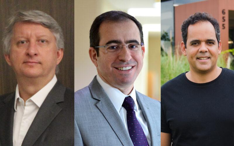 Rodrigo Caramez, Chief Strategy Officer (CSO) e responsável pelas áreas de Planejamento Estratégico, Inovação e Projetos da Sompo Seguros; Adailton Dias, Diretor Executivo de Produtos e Resseguro da Sompo Seguros; e José Tomé, CEO do AgTech Garage e sócio da PwC Brasil / Divulgação