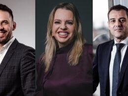 Raphael Bauer, diretor geral comercial; Tatiana Cerezer, diretora de Comunicação e Marketing; e Fabiano Sardá, diretor geral da MAWDY / Foto: Divulgação