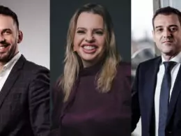 Raphael Bauer, diretor geral comercial; Tatiana Cerezer, diretora de Comunicação e Marketing; e Fabiano Sardá, diretor geral da MAWDY / Foto: Divulgação