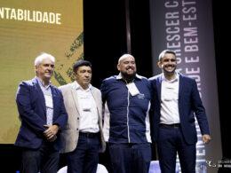 Mauro Gonçalves (Executivo da B10 Corretora de Seguros), José Cristovão Martins (Presidente do Sincor-MT), Saulo Gabriel (Superintendente de Produtos - Seguro de Pessoas da Allianz Seguros) e Regis Melo, executivo comercial para o canal Corretor da Maxpar | Autoglass / Foto: William Anthony / Universo do Seguro