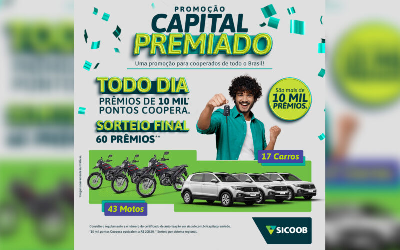 Capital Premiado: campanha nacional premia cooperados com prêmios instantâneos, carros e motos/ Foto: Divulgação