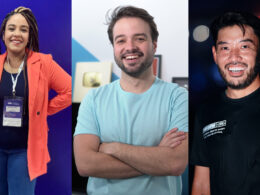 Beatriz Nadais, Gerente de Desenvolvimento de Parcerias da Awin; Bruno Lagoela, fundador do Escolha Segura; e Eduardo Suzuki, Fundador do canal Tênis Certo / Foto: Divulgação