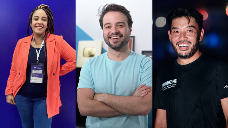 Beatriz Nadais, Gerente de Desenvolvimento de Parcerias da Awin; Bruno Lagoela, fundador do Escolha Segura; e Eduardo Suzuki, Fundador do canal Tênis Certo / Foto: Divulgação