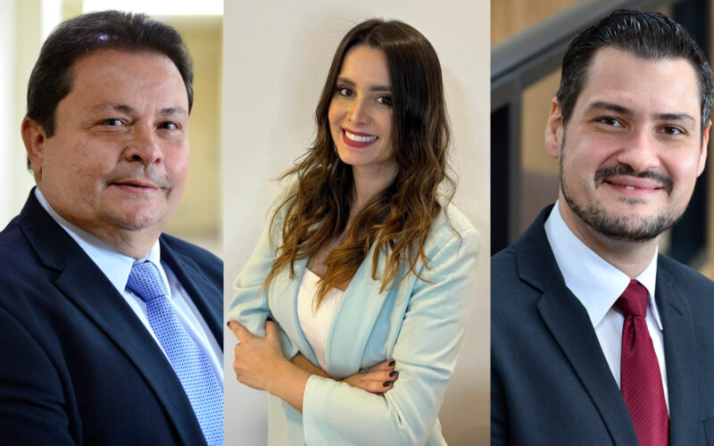 Fernando Grossi, diretor Executivo Comercial e de Marketing da Sompo Seguros; Aline Télis, coordenadora de Marketing da Sompo Seguros; e Tercio De Polli, gerente de Marketing e Gestão Comercial da Sompo Seguros / Foto: Divulgação