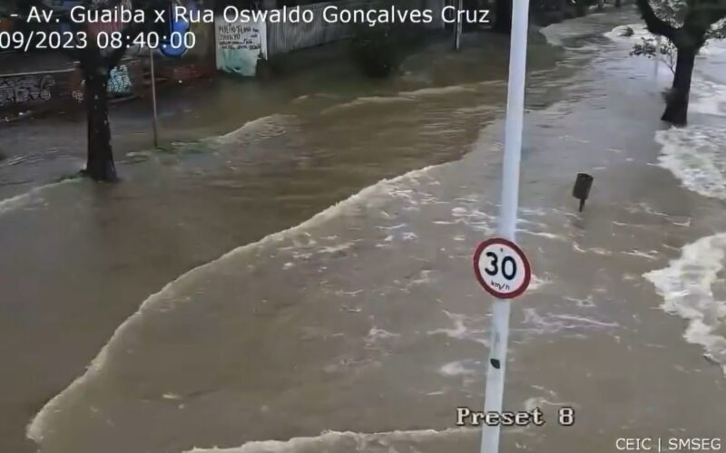 Águas do Rio Guaíba invadem a orla, em Porto Alegre (RS); Região está em estado de alerta por causa de ciclone / Reprodução / Prefeitura de Porto Alegre