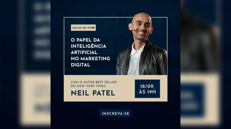 Neil Patel ministrará aula gratuita na FIA Online sobre a evolução da IA no marketing digita/ Foto: Divulgação