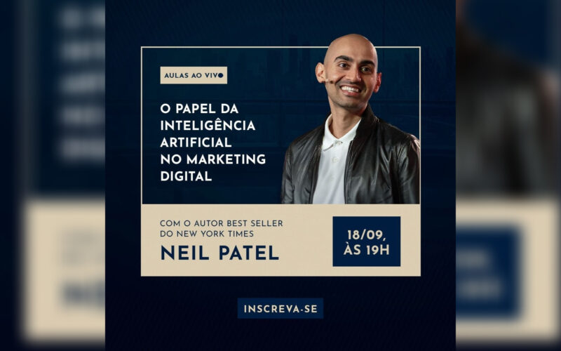 Neil Patel ministrará aula gratuita na FIA Online sobre a evolução da IA no marketing digita/ Foto: Divulgação