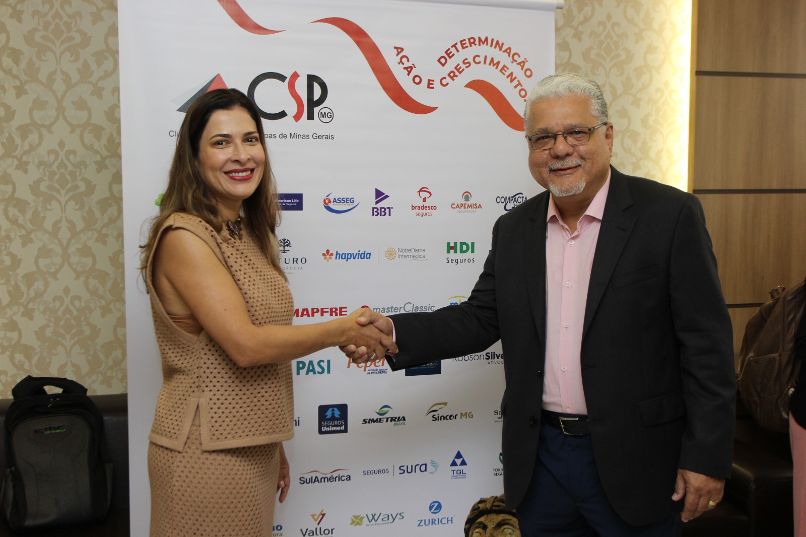 Andreia Padovani (presidente do SindSeg) e João Paulo Mello (presidente do CSP-MG)/ Foto: Divulgação