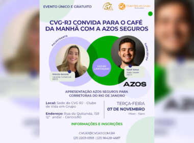 CVG-RJ convida para café da manhã com a Azos Seguros / Divulgação