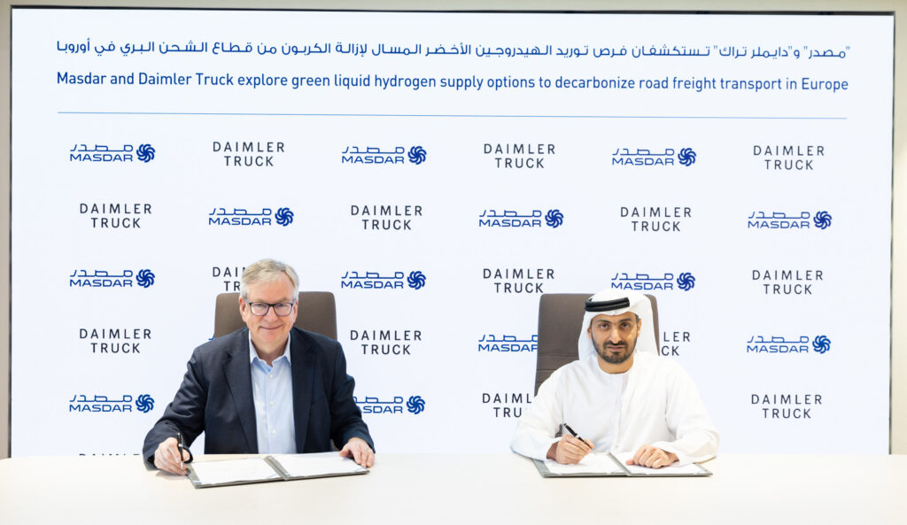 Daimler Truck e a Masdar exploram opções de abastecimento de hidrogênio líquido para descarbonizar os transportes rodoviários de carga da Europa/ Foto: Divulgação