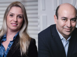 Jacqueline Izabel, diretora de desempenho comercial e experiência do cliente da MAPFRE; e Jonson Souza, diretor do canal corretor da MAPFRE / Foto: Divulgação
