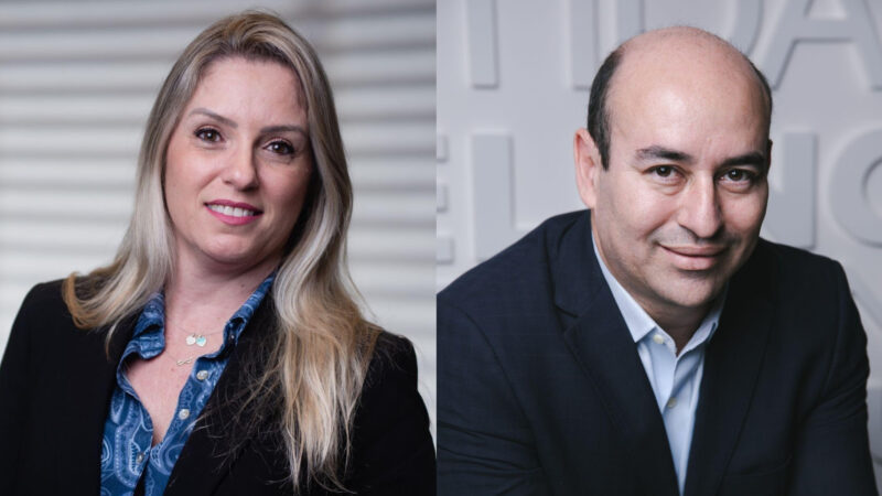 Jacqueline Izabel, diretora de desempenho comercial e experiência do cliente da MAPFRE; e Jonson Souza, diretor do canal corretor da MAPFRE / Foto: Divulgação