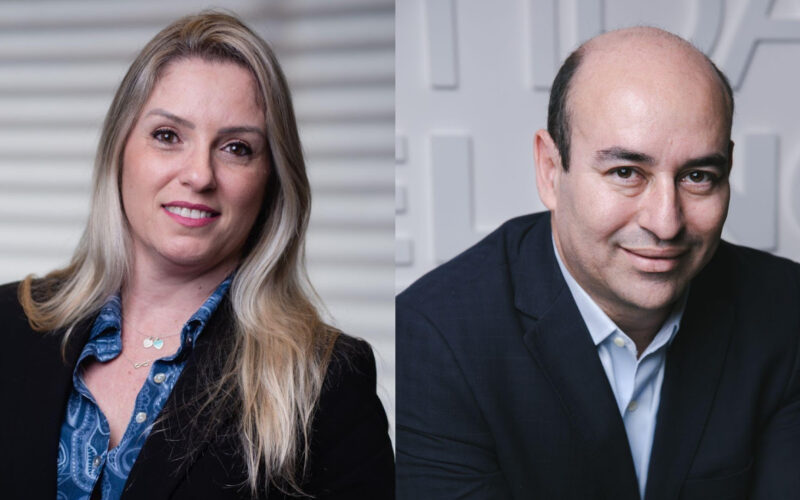 Jacqueline Izabel, diretora de desempenho comercial e experiência do cliente da MAPFRE; e Jonson Souza, diretor do canal corretor da MAPFRE / Foto: Divulgação