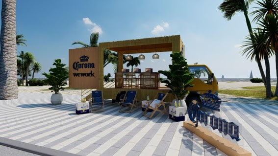 Corona e WeWork promovem escritório itinerante em praias de SP e RJ para incentivar a vida ao ar livre e facilitar o trabalho remoto/ Foto: Divulgação