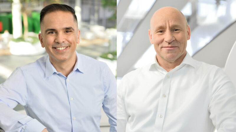 Dr. Mukadder Erdönmez, Membro do Conselho Executivo da HDI Global SE, responsável pelas áreas de Responsabilidade Civil, Seguros Cibernéticos e Automóveis; e David Hullin, Membro do Conselho Executivo da HDI Global, responsável pela região Europa (sem Alemanha), Américas, Asean, África do Sul e Médio Oriente / Foto: Divulgação