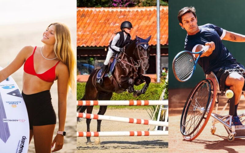 Luara Mandelli, surfista; Manoela Michaelis, amazona curitibana; Gustavo Carneiro, jogador de tênis paraolímpico / Foto: Divulgação
