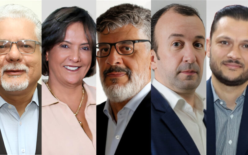 João Paulo Moreira de Mello, presidente do CSP-MG; Betânia Alessandra Fonseca, vice-presidente do CSP-MG; Maurício Tadeu Barros Morais, professor, consultor e diretor do CSP-MG; Rogério Araújo, consultor e diretor de Seguros do CSP-MG; Diego Bifoni, diretor Social do CSP-MG / Foto: Divulgação