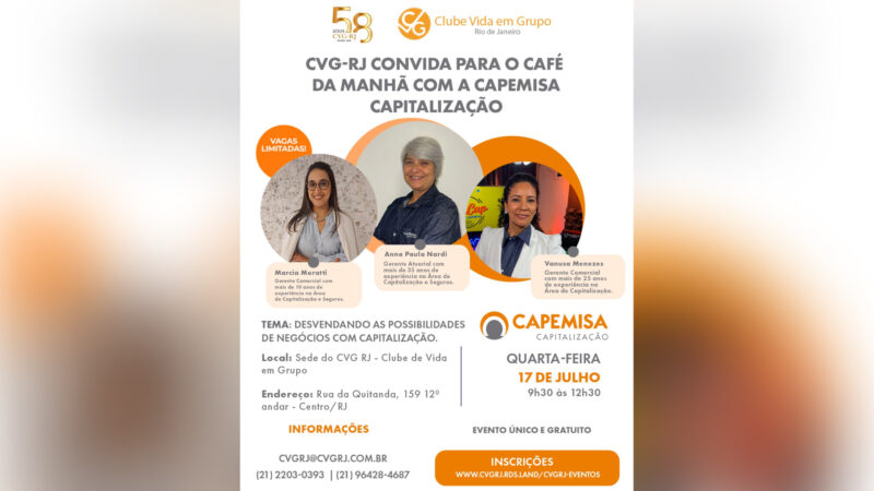 CVG-RJ recebe a Capemisa Capitalização para o próximo café da manhã / Divulgação