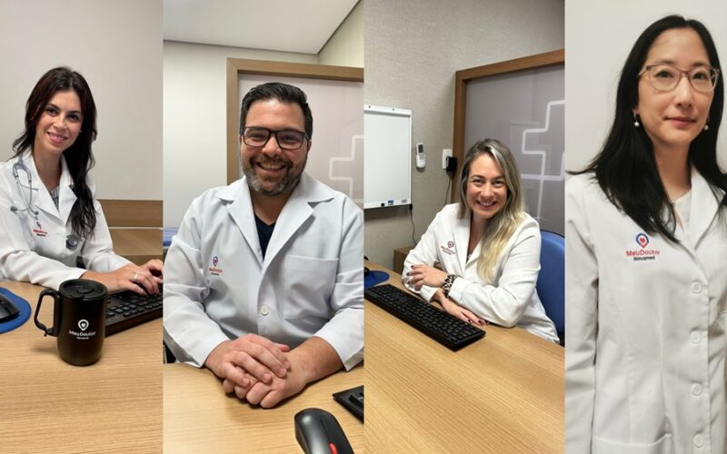 Dra. Danielle Pastura, médica de família da Rede Meu Doutor Novamed Méier, no Rio de Janeiro; O ortopedista José Luiz Ramos, das unidades Centro, Botafogo e Niterói da Meu Doutor Novamed; A nutricionista Talita Bastos, que atende na Meu Doutor Novamed Méier; A cardiologista Yasmine Kobayase, que atende nas unidades Moema, Santo André e São Bernardo do Campo da Meu Doutor Novamed / Foto: Divulgação