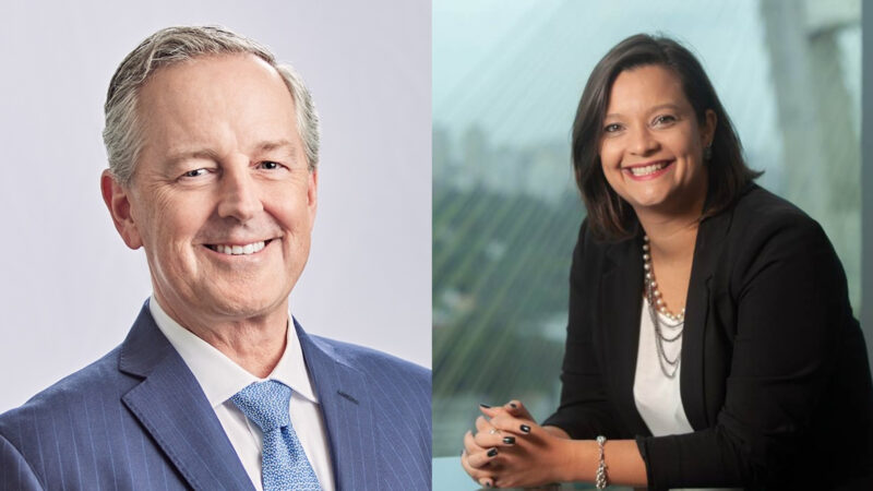 John Doyle, CEO da Marsh McLennan; Hellen Fernandes, gerente de Linhas Financeiras e Cyber da Zurich no Brasil / Foto: Divulgação