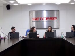 Diretoria do Setcesp durante o anúncio dos finalistas da 10ª edição do Prêmio de Sustentabilidade / Reprodução