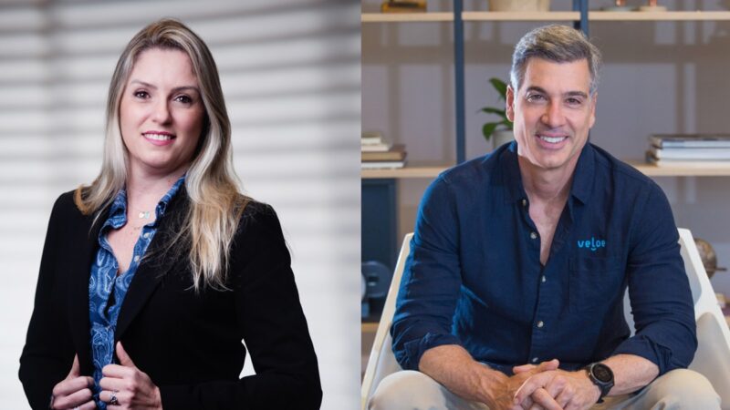 André Turquetto, CEO da Veloe e Jacqueline Izabel, diretora de experiência de clientes da MAPFRE / Foto: Divulgação