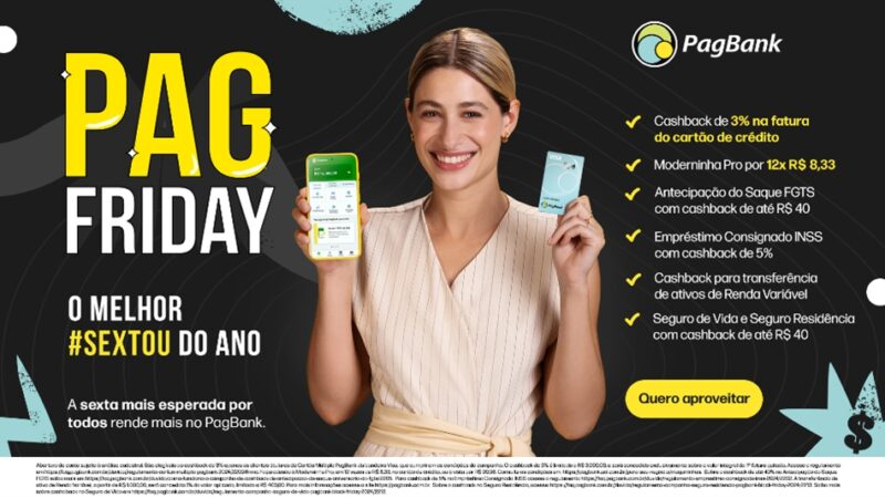 PagBank dá início a PagFriday: Maquininha com 88% de desconto e cashback na contratação de diversos produtos e serviços / Divulgação