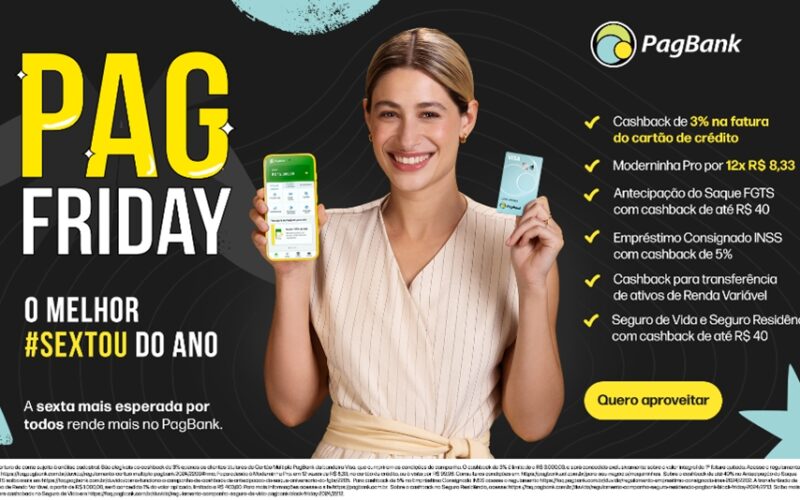 PagBank dá início a PagFriday: Maquininha com 88% de desconto e cashback na contratação de diversos produtos e serviços / Divulgação