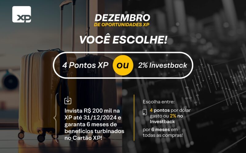 XP lança "Dezembro de Oportunidades" com oferta de 4 pontos por dólar ou Investback de 2% no Cartão XP / Divulgação