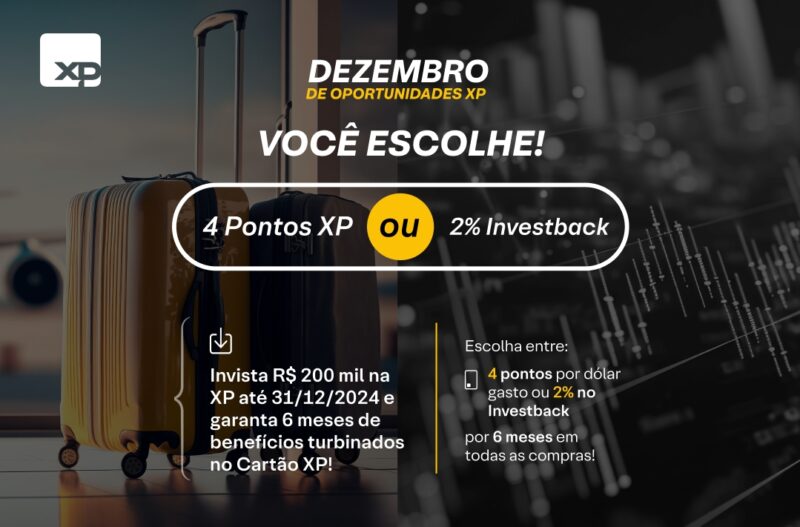 XP lança "Dezembro de Oportunidades" com oferta de 4 pontos por dólar ou Investback de 2% no Cartão XP / Divulgação