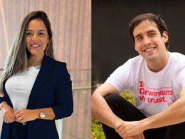 Jacyara Ribas, Executiva de Contas na Maxpar; Firmino Freitas, fundador e CO-CEO da Darwin Seguros / Foto: Divulgação