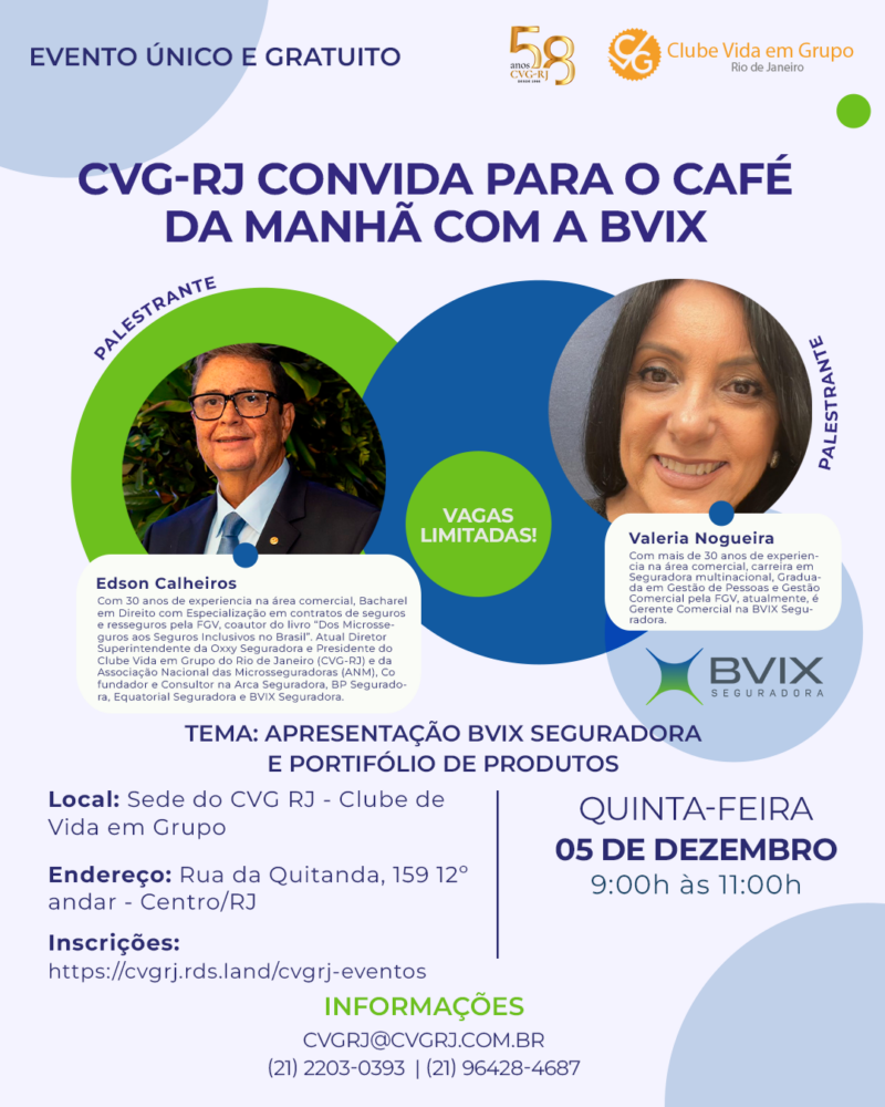 CVG-RJ convida para café da manhã com a BVIX / Divulgação