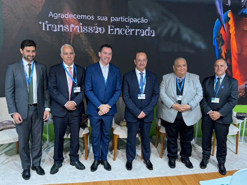 Da esq. para dir.: Vinicius Ladeira, diretor-executivo nacional interino do SEST SENAT; Pedro Iootty, assessor sênior da diretoria do BNDES; Dyogo Oliveira, presidente da CNseg; Vander Costa, presidente da Confederação Nacional do Transporte; Cloves Benevides, subsecretário de Sustentabilidade do Ministério dos Transportes; e Daniel Bertolini, diretor na Transportes Bertolini / Foto: Divulgação