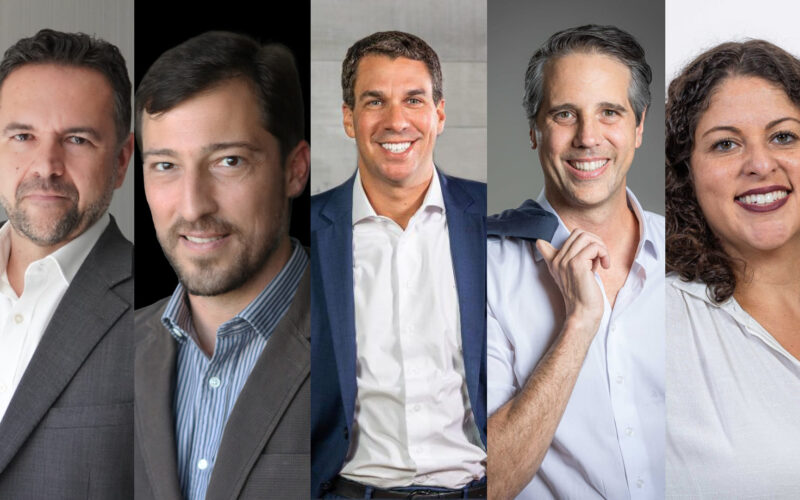 Executivos da Lockton, em ordem: Enzo Ferracini, Carlos Vinicius Simonini, Eduardo Kolmar, Eduardo Lucena e Vanessa Cabral / Foto: Divulgação