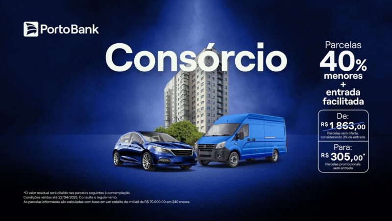 Consórcio Porto Bank oferece condições especiais para quem deseja conquistar seu bem com parcelas 40% menores / Divulgação