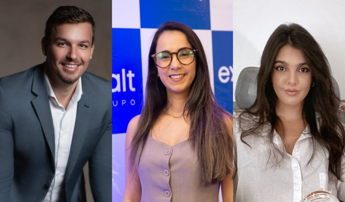 Lucas Hubinger Stauffer; Pâmela Teodoro; e Marina Belloto, executivos do Grupo Exalt / Foto: Divulgação