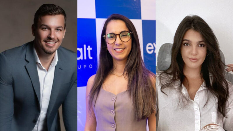 Lucas Hubinger Stauffer; Pâmela Teodoro; e Marina Belloto, executivos do Grupo Exalt / Foto: Divulgação