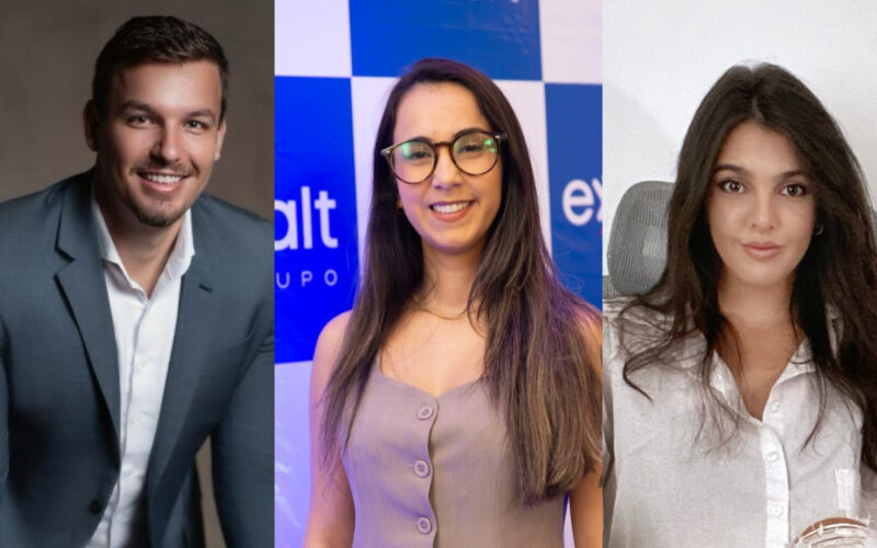 Lucas Hubinger Stauffer; Pâmela Teodoro; e Marina Belloto, executivos do Grupo Exalt / Foto: Divulgação