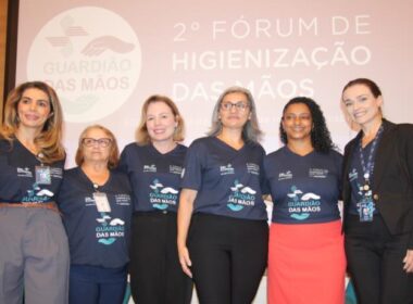 Dra. Aline Oliveira, Célia Laurindo, Dra. Michelle Zicker, Sabrina Cerralvo, Fabiana Dantas e Caroline Amaro no II Fórum de Higienização das Mãos