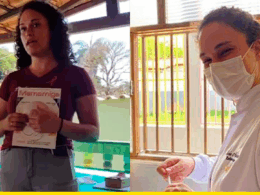 Orientando pacientes durante o estágio Lívia também se recordava da amiga enfermeira / Foto: Divulgação
