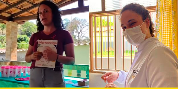 Orientando pacientes durante o estágio Lívia também se recordava da amiga enfermeira / Foto: Divulgação