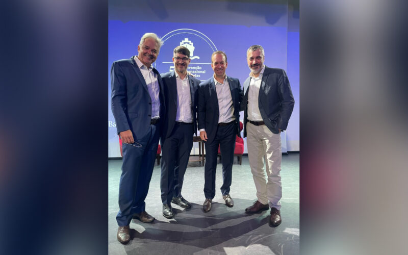 Esq.: Gabriel Rego, Travel (Europ Assistance); Ignacio Palacios, Sales/Revenue (MSC Cruzeiros); Adrian Ursilli, Diretor-geral Brasil (MSC); Rogério Guandalini, Comercial/Marketing/Produtos (Europ) / Foto: Divulgação