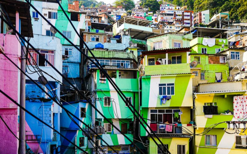 a group of colorful buildings